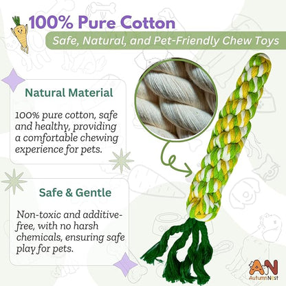 3PCS Rainbow Woven Pet Chew Set, Colorful Puppy Teething Chews, Dog Chew Toys, Cat Teething Playset, Soft & Safe Interactive Pet Chews