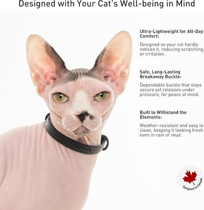 3 Pack Breakaway Cat Collar - Soft, Comfortable, and Lightweight Safety Buckle Collar with Name Tag Ring for Outdoor Cats and Sensitive Skin Kittens by Nuvuq (6 ⅞" to 10 ¼", Blue, Pink and Black)