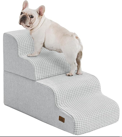 Dog Step for Bed, Dog Stair 4-Step 35D Pet Stair 19.7" H for High Bed or Sofa Non-Slip Balanced Pet Step Indoor, Light Grey