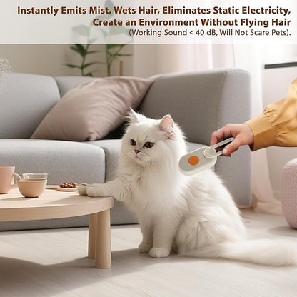 4 in 1 Cat Steam Brush, Rechargeable Steam Brush for Cats and Dogs, Anti-Static Cat Spray Brushes, Massage, Cleaning, Shedding & Combing All In One! Beige