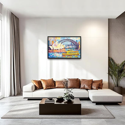 Extra Large Sydney Opera House Framed Wall Art for Living Room,Oversized Abstract Harbour Bridge Cityscape Pictures Wall Decor,Canvas Print Painting Modern Artwork Bedroom Office Bathroom 36L" x 24W"