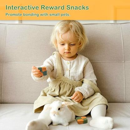 Fhiny 24 PCS Rabbit Chew Toys, Natural Timothy Hay Carrot Biscuit Handmade Bunny Molar Toys for Teeth Small Animal Snacks for Rabbits Guinea Pigs Chinchillas Hamsters Gerbils