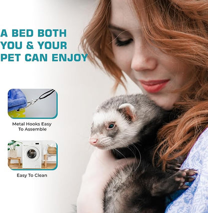 Ferret Hammock For Cage Box, use as Hanging Bed or Secure to Cage. Ferret Cage Accessories w/ Adjustable Straps, Perfect Small Pet Bed, Hanging cat hammock Bed, Guinea Pig Bed or Rabbit Bed.