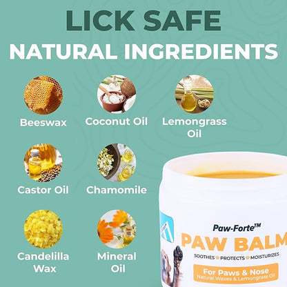 Forticept PAW Balm | Dog Paw Protector from Hot Pavement, Dirt, Salt, Ice and Snow | Soother and Moisturizer for Cracked Dog Paw Pads | Natural Wax Based, Lick Safe 3 oz