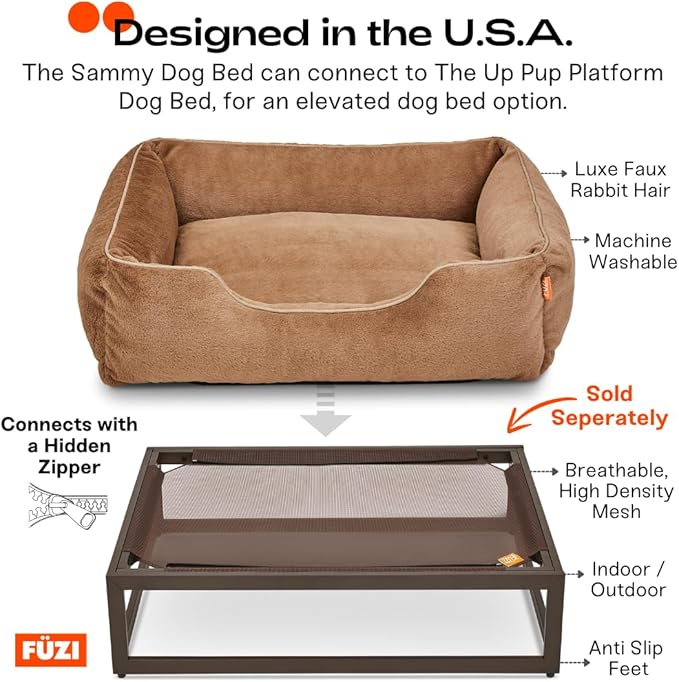 FUZI Luxury Aesthetic Dog Bed for Large Dogs with Washable Cover, Pet Couch, Pet Bed with Sides, Non-Slip Bottom, Soft and Durable Calming Dog Bed, Faux Rabbit Fur, Large 35.6x28.5x9.5 Soft White