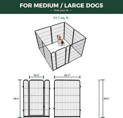FXW Homeplus Unleashed Indoor Dog Playpen - Stress-Free and Safe Play, Heavy Duty 40 Inch 8 Wire Panels Dog Pen for Medium and Large Dogs, Black│Patented