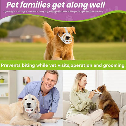 Glow-in-The-Dark Dog Muzzle, Basket Muzzle for Small Medium Large Dogs,Anti-Biting Chewing, Lightweight Cage Design,Allows Drinking & Panting,for Grooming & Training (Transparent Size M)