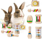 6 Pcs Wooden Bunny Toys - Safe Rabbit & Guinea Pigs Teeth Grinding Toys for Chinchillas, Hamsters & Small Animals - Indoor & Outdoor