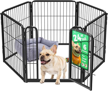 FXW Homeplus Unleashed Indoor Dog Playpen - Stress-Free and Safe Play, Heavy Duty 24 Inch 6 Wire Panels Dog Pen for Puppy and Small Dogs, Black│Patented