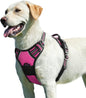 Eagloo Dog Harness for Large Dogs, No Pull Service Vest with Reflective Strips and Control Handle, Adjustable and Comfortable for Easy Walking, No Choke Pet Harness with 2 Metal Rings, Rose Red, L
