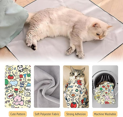 35.4" Cat Grooming Wrap,Self-Adherent Cat Wrap for Cutting Nails,Anti-Escape Cat Swaddle Wrap,Multifunctional Anti-Scratch Cat Restraint Wrap for Medicine,Nail Clipping,Ear Cleaning(Within 22lbs)
