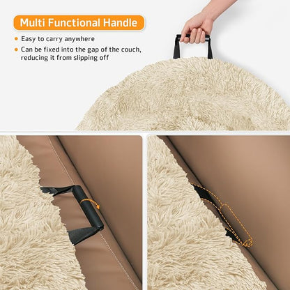 GGIB Calming Dog Bed Fluffy Plush Dog Mat for Furniture Protector with Removable Washable Cover for Large Medium Small Dogs and Cats (Extra Extra Large, Beige)