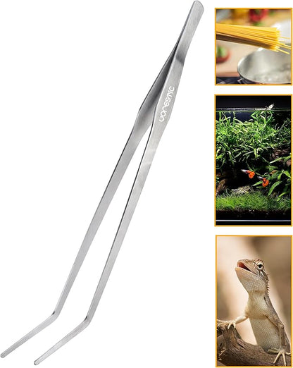 15 Inches Heavy Duty Reptile Feeding Tongs, Curved Aquarium Tweezers, Reptile Tongs, Fish Feeding Tongs, Reptile Feeding Tweezers, Long Tweezers for Aquarium and Terrarium