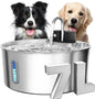 Dog Water Fountain Stainless Steel: 7L/236oz Cordless Large Dog Water Bowl Dispenser Automatic Cat Pet Water Fountain Indoor with Deeper Drinking Area, Multi-Pet Water Fountain with Ultra-Quiet Pump