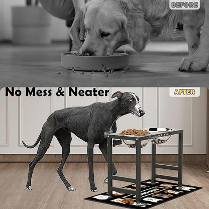 Elevated Dog Bowls for Large Extral Large Breed, Raised Bowl Stand with 2 Stainless Steel Bowls (101oz) and Spill-Proof Mat, 17" Tall Dog Feeder for Extra Large Breeds