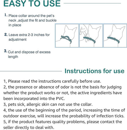 Flea and Tick Collar for Cats - Offers 12-Month Protection, Crafted with Premium Plant Oils, Waterproof, Natural, Safe for Kittens, Includes Free Comb and Tweezers, 13.8 in (2 Packs)