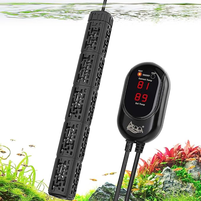 AQQA Fish Tank Heater,Aquarium Heater 50W 150W 250W 400W 500W 800W for 3-220 Gal,Set Temperature 59℉-93℉ Temperature Accuracy,Out of Water or High Temperature Automatic Power Off (500W to 80-130 gal)