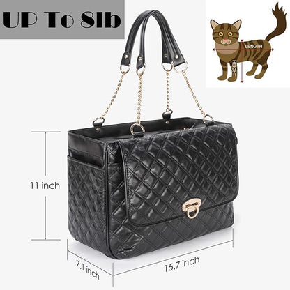 Fashion Pet Carrier Dogs Cat Small Animals Purse Bag, Leather Pet Carriers Dog Puppy Kitten Tote Travel Handbag TSA Airline-Approved