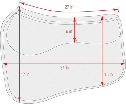 ECP Equine Comfort Products Thermoregulating Western Saddle Pad, Machine Washable Contoured Fit, Water Absorbing, Therapeutic, Shock Absorbing with Adjustable Memory Foam Shims