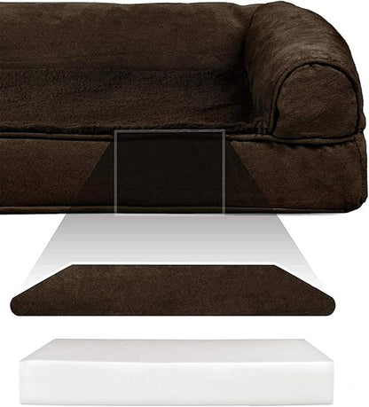 Furhaven Orthopedic Dog Bed for Large Dogs w/ Removable Bolsters & Washable Cover, For Dogs Up to 125 lbs - Plush & Suede Sofa - Espresso, Jumbo Plus/XXL