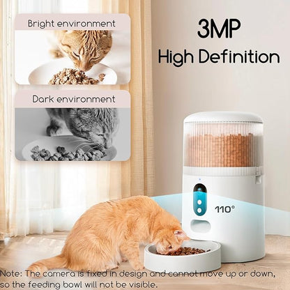 faroro Automatic Cat Feeder with Camera, 3MP HD Video & Night Vision, 5G/2.4G WiFi Smart Pet Feeder with APP Control, 2-Way Audio, Motion Alerts, Low Food Sensor, Timed Cat Feeder for Cats & Dogs, 4L