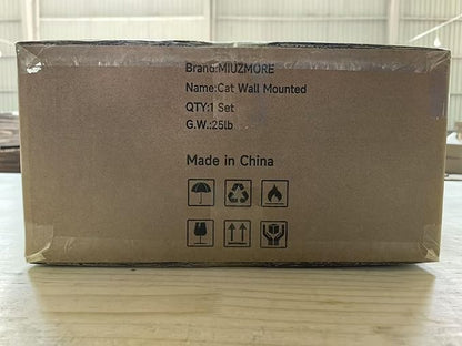 9-Piece Wall-Mounted Cat Shelves Set, House, Lookout Tower, 2 Sisal Scratching Posts, 5-Step Cat Wall Ladder, Pine Furniture, Extra-Wide & Long for Large Cats, Space-Saving Indoor Shelves