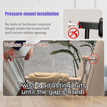 Extra Wide 57.5-62 Inch Large Baby Gates for Stairs, Doorways - No Drilling, Pressure Mounted Pet Gates for Kids & Dogs