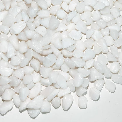5 lbs White Pebbles for Indoor Plants, 3/8 Inch Decorative White Gravel, Polished River Rocks for Potted Plants Vase Cactus Bird Bath and Outdoor Garden Landscaping
