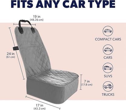 Active Pets Dog Car Seat Cover, Waterproof Front Seat Protector for SUV Truck Sedan, Pet Safety Travel Comfort System with Universal Fit, Grey