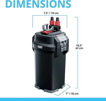 Fluval 207 Perfomance Canister Filter - for Aquariums Up to 45 Gallons - Aquarium Canister Filter