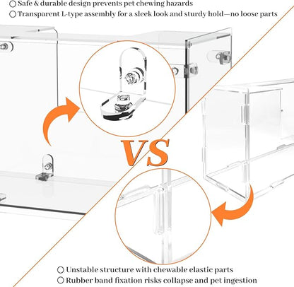 Acrylic Rabbit Hay Feeder with Lid, Transparent Hanging Food Dispenser Hay Feeder for Bunny Rabbits Guinea Pig Cage Chinchillas Hamsters Small Pets and Animals（Small