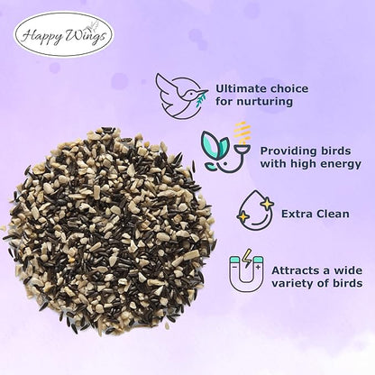 Finch Blend Bird Food - Mix of Sunflower Hearts/Kernels and Nyjer, 5 Pounds - No Grow Seed - For Wild Birds