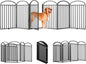 6 Panles Full Matel Freestanding Dog Gates with Door, 144"Extra Wide 36"Tall Free Standing Dog Pet Gate for Indoor & Outdoor. Foldable Pet Fences for Doorways, House, Stairs, Porch, Deck, Yard