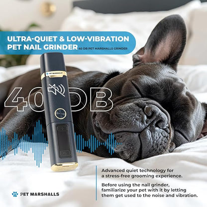 3-in-1 Cat & Dog Nail Grinder with Clipper & File, Quiet LED Trimmer, 3-Speed Pet Grooming Tool, Rechargeable 2000mAh Battery