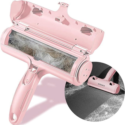 ACE2ACE Pet Hair Removal Tool, Lint Roller Brush for Cats and Dogs, Reusable Self Clean Pet Fur Remover, Pet Hair Remover for Laundry, Carpet, Furniture, Couch, Sofa and Bedding (Pink)