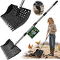 12-Inch 2-in-1 Chicken Poop Scooper & Rake – US Patent Pending – 3-Shape Sifting Holes Chicken Coop Rake，Stainless Steel Handle （20–61"）– Litter Scoop Sand & Sifting Shovel for Chicken Coops (Black)