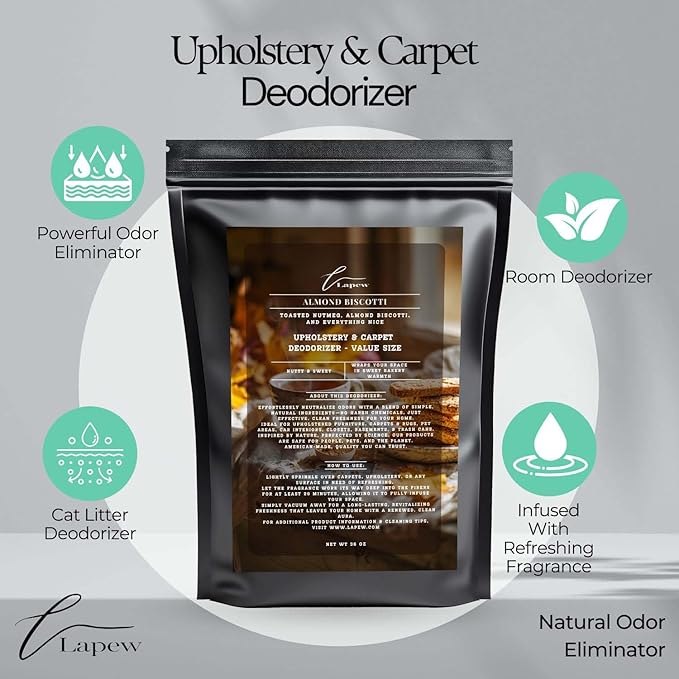 Almond Biscotti Carpet Freshener Powder Refill 36 oz | Powerful Odor Eliminator for Home | Upholstery Deodorizer | Carpet Deodorizer | Pet Urine | Cat Litter Box