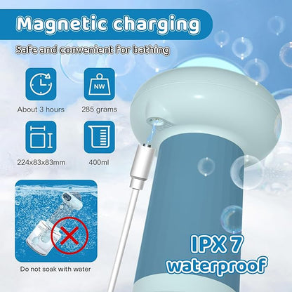 Electric Dog Shampoo Dispenser,IPX7 Cat Shampoo Sprayer,Pet Bath Supplies Automatic Foaming Shampoo Dispenser for Dog Deep Cleaing,Kitchen Sink，Bathroom Blue
