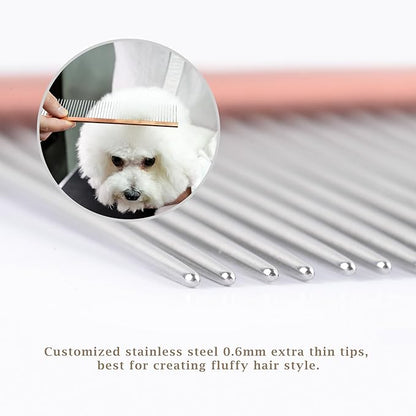 2-in-1 Greyhound Comb for Dogs, Meler Greyhound Comb (Half Curved/Coarse), 86 Stainless Steel Pins Dog Comb, Aluminum 24.5cm Handle, Lightweight, Remove Dogs’ Eye Debris, Fur Tangle Free
