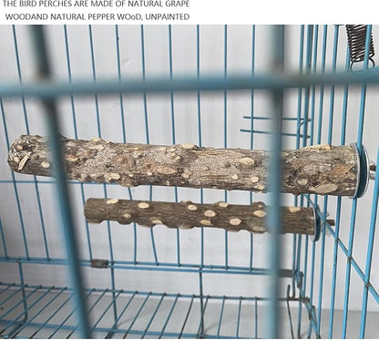 Allazone 5 PCS Natural Wooden Parrot Stand Bird Perch Stand Grape Stick Hanging Multi Branch Perch for Parrots, Bird Cage Accessories