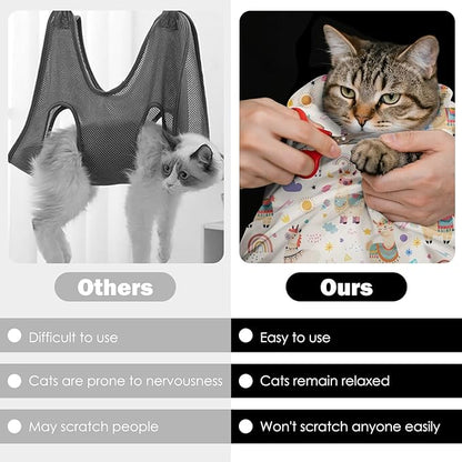 27.6"Cat Grooming Wrap, Self Adhesive Cat Wrap for Cutting Nails, Anti-Escape Calming Cat Swaddle Wrap for Medicine Ear Cleaning, Alpaca Anti-Scratch Cats Burrito Restraint Blanket, Practical Pet Tool