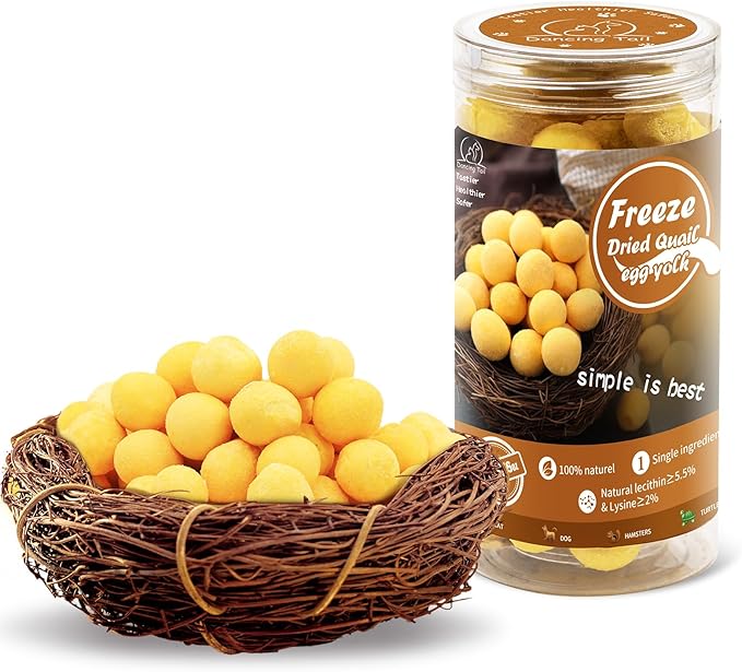 Freeze Dried Cat and Dog Treats, Limited Ingredient Quail Egg Yolk Healthy Tasty Snacks for Training (4.6 Ounce)