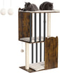 FourFurPets 43.8in 3-Tier Modern Cat Tree Tower Condo, Cat Scratch Posts for Indoor Cats, Big Plate, Two 19.7in Full Sisal Scratching Posts, Rustic Brown