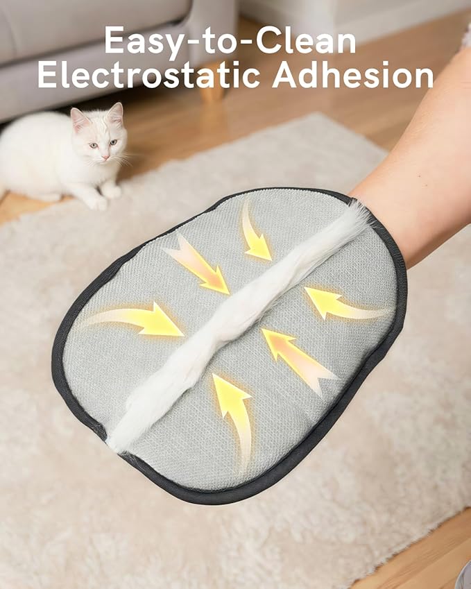2025 Newly Upgraded Pet Hair Removal Gloves for Cats & Dogs, Electrostatic Grooming Gloves for Pet Hair, Five-Finger Reusable Pet Hair Remover Tool for Clothes, Bed, Couch, Carpet, 3 Pcs