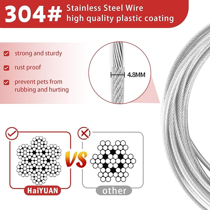 Dog Tie Out Cable - 10/15/20/25/30FT Heavy Duty for Large Dogs Up to 250LBS - Rosy Pink/Blue/Purple/Silver/Red/Green/Yellow