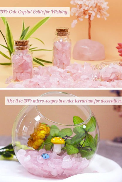 1lb Rose Quartz Aquarium Gravel Rocks Natural Tumbled Healing Crystal Chips Bulk Gemstones Tumbled Crushed Stones for Fountain Vase Filler Planters Decorative Fish Tank Potted Reiki Energy Balancing