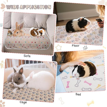 6 Pack Guinea Pig Cage Liner, Washable Guinea Pig Fleece Blankets Beding Accessories, Flannel Throw Warm Sleep Mat, Pet Pee Pads for Small Animal Hamster Rabbit Puppy Cat (30x20 Inch)