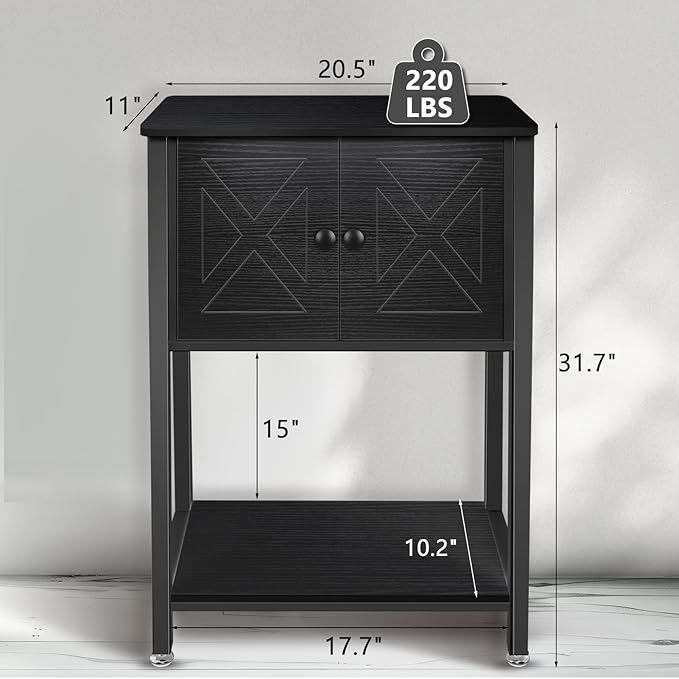 5-10 Gallon Fish Tank Stand, Heavy Duty Aquarium Stand with Cabinet & Power Outlets for Fish Tank Accessories Storage, Double Tank Stand 20.5" L* 11" W Tabletop, 220LBS Capacity Black