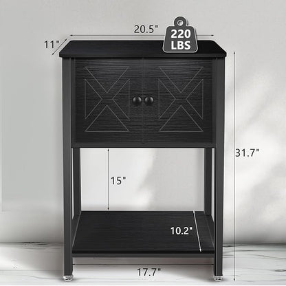 5-10 Gallon Fish Tank Stand, Heavy Duty Aquarium Stand with Cabinet & Power Outlets for Fish Tank Accessories Storage, Double Tank Stand 20.5" L* 11" W Tabletop, 220LBS Capacity Black