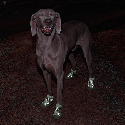 Dog Shoes Winter Snow Boots for Large Size Medium Dogs Reflective Anti-Slip Paw Protectors for Rain Booties Hot Pavement Hardwood Floors Running Water-Resistant Dog Shoes (Green, 4# (S))